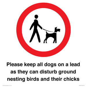 Please keep all dogs on a lead as they can disturb ground nesting birds and their chicks